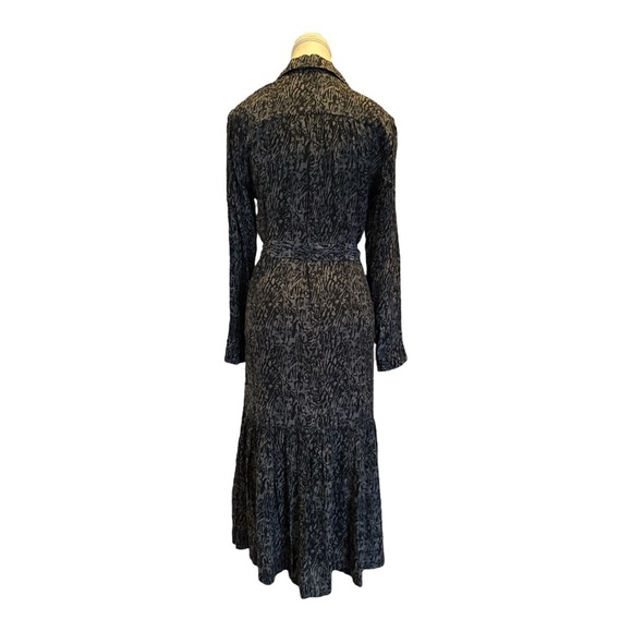 Rails Beatrice Midi Dress Charcoal Animal Print Tie Waist Long Sleeve NWOT XS - Picture 4 of 8